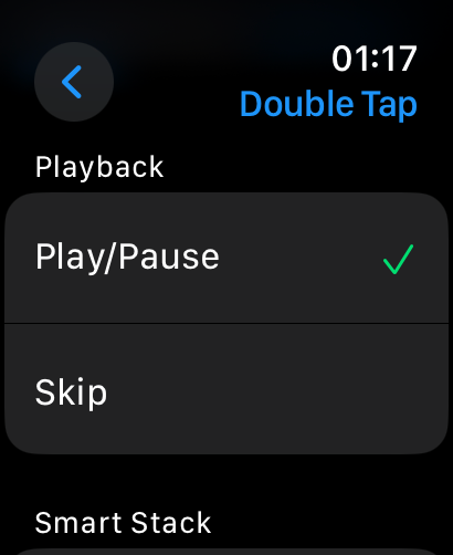 Playback customization settings for double-tap