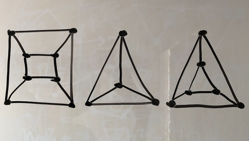 Graphical representation of connected graphs derived from polyhedra.