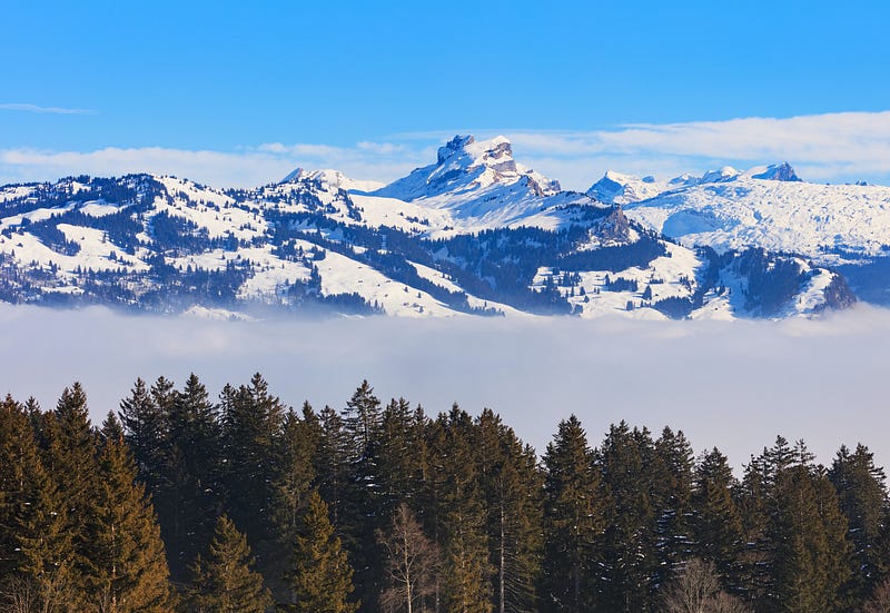 Snow-covered slopes in the Alps