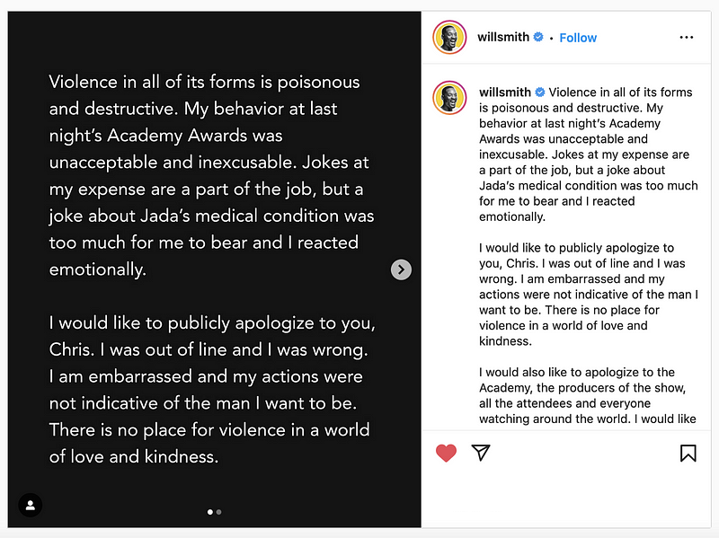 Will Smith Apologizing to Chris Rock