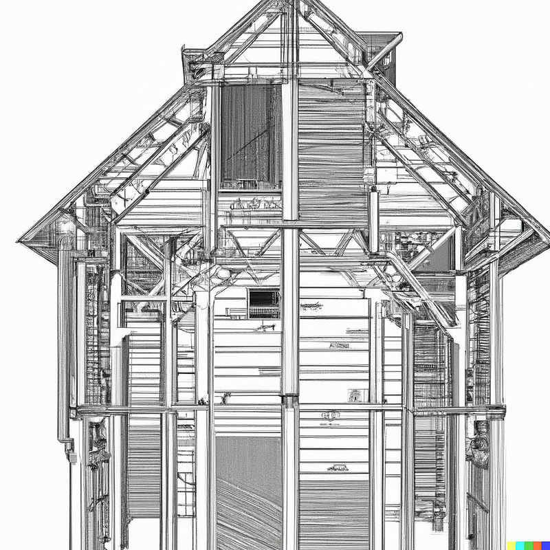 Close-up of the timber frame detailing