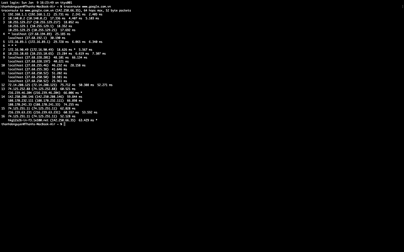 Tracing the route of a packet.