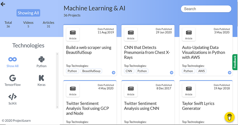 ProjectLearn Machine Learning Section