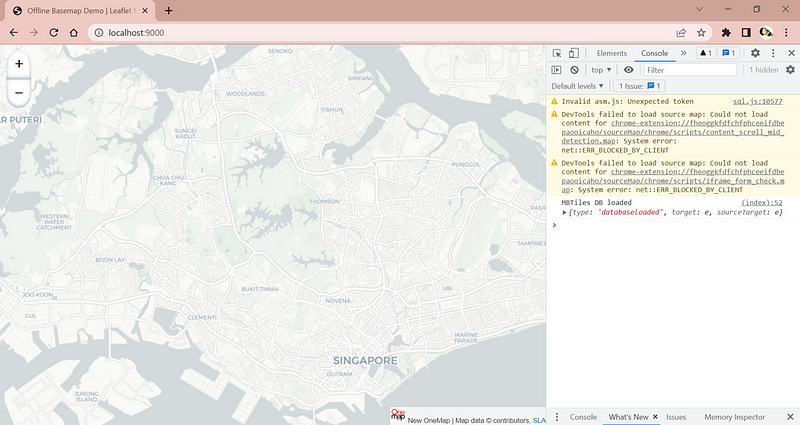 Successful basemap rendering on localhost