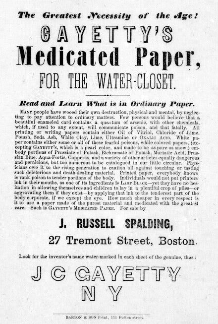 Early advertisements for Gayetty's toilet paper