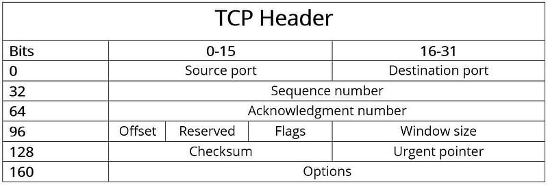 Components of TCP Header