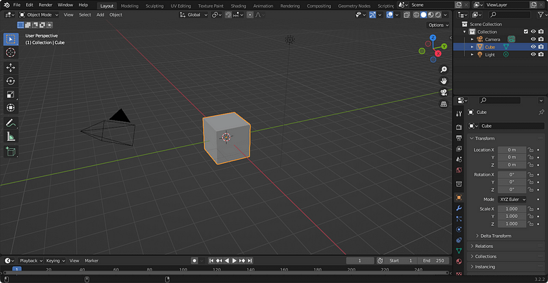 Blender software interface