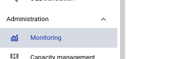 Screenshot of Monitoring options in BigQuery