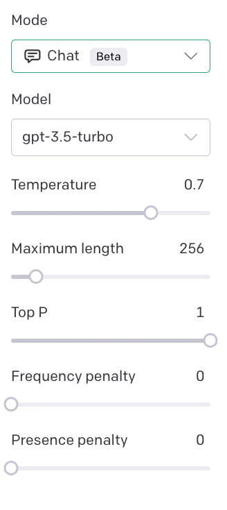 Screenshot of OpenAI Playground