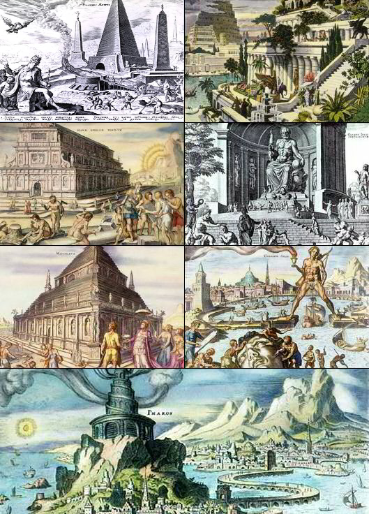 Collage of the Seven Wonders of the Ancient World