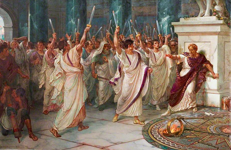 The conspirators plotting Caesar's assassination