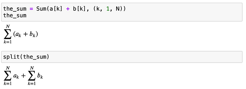 Code for splitting sums