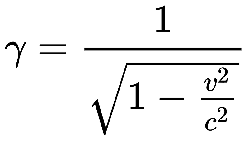 Mathematical representation of the Lorentz factor.