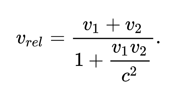 Diagram illustrating the relativistic velocity addition formula.