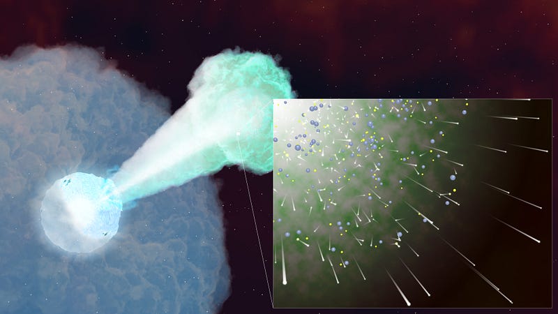 Artistic representation of a relativistic jet emerging from a massive star.