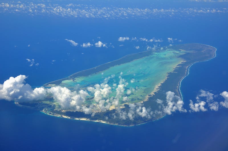 Aerial view of Aldabra Atoll